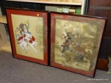 (RIGHT WALL) PR. OF ORIENTAL WATERCOLORS; PR. OF FRAMED ORIENTAL WATERCOLORS ON RICE PAPER OF