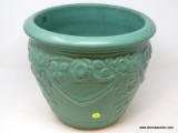 (RIGHT WALL) PLANTER; VINTAGE GLAZED ART POTTERY PLANTER- 11 IN H