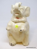 (RIGHT WALL) COOKIE JAR; VINTAGE ELEPHANT COOKIE JAR- MARKED USA, POSSIBLY UNSIGNED MCCOY- 11 IN H