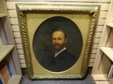 (RIGHT WALL) OIL PORTRAIT; 19TH CEN. FRAMED OIL ON CANVAS PORTRAIT OF A GENTLEMAN BY NOEK IN GOLD