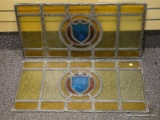 (RIGHT WALL) ANTIQUE STAINED GLASS; PR. OF MATCHING ANTIQUE STAINED GLASS PANELS- NO SIGHTED DAMAGE-