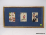 (RIGHT WALL) ORIENTAL WATERCOLOR; FRAMED 3 SECTION ORIENTAL WATERCOLOR ON PAPER OF PEOPLE IN GOLD