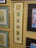 (RIGHT WALL) EGYPTIAN PAINTINGS; FRAMED AND MATTED EGYPTIAN PAINTINGS ON PAPYRUS WITH HIEROGLYPHICS
