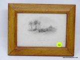 (RIGHT WALL) FRAMED ENGRAVING; FRAMED ENGRAVING TITLED THE PYRAMIDS IN MAPLE FRAME- 9 IN X 7 IN