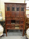(RIGHT WALL) ORIENTAL CABINET; 19TH CEN ORIENTAL PINE AND RED WASHED CABINET, MORTISED SIDES AND