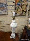 (RIGHT WALL) LAMP; CARVED MARBLE LAMP ( NO SHADE) - 30 IN H