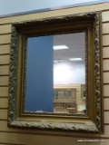 (RIGHT WALL) MIRROR; FRAMED GOLD EMBOSSED MIRROR- 23 IN X 28 IN