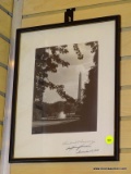 (RIGHT WALL) FRAMED PHOTO; FRAMED PHOTO OF WASHINGTON MONUMENT AND SIGNED BY PRESIDENT HERBERT