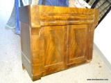 (BACK WALL) ANTIQUE WASHSTAND; 19TH CEN. EMPIRE MAHOGANY MARBLE TOP WASHSTAND, 1 DRAWER DOVETAILED