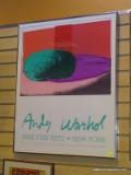 (BACK WALL) FRAMED POSTER; FRAMED ANDY WARHOL POSTER IN CHROME FRAME- 22 IN X 28 IN