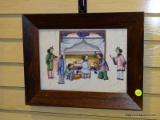 (BACK WALL) ANTIQUE PAINTING; FRAMED 19TH CEN. PAINTING ON RICE PAPER OF CHINESE WOMAN IN EARLY