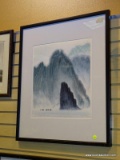 (BACK WALL) FRAMED ORIENTAL PRINT; FRAMED , MATTED SIGNED AND NUMBERED ORIENTAL PRINT OF A LANDSCAPE