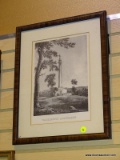 (BACK WALL) FRAMED ENGRAVING; FRAMED AND MATTED 19TH CEN. ENGRAVING OF THE WASHINGTON MONUMENT IN