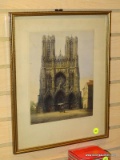 (BACK WALL) FRAMED ARTWORK; CATHEDRAL - ARTIST SIGNED.