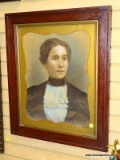 (BACK WALL) FRAMED PASTEL; FRAMED AND MATTED 19TH CEN PASTEL OF VICTORIAN WOMAN IN GRAIN PAINTED