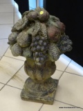 (RFRT) CONCRETE STATUE; CONCRETE URN AND PAINTED FRUIT STATUE- 24 IN H