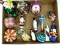 (LWALL) TRAY LOT OF ASSORTED GLASS ORNAMENTS; 14 PIECE LOT TO INCLUDE A QUEENS CROWN, SANTA'S