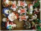 (LWALL) TRAY LOT OF ASSORTED GLASS ORNAMENTS; 15 PIECE LOT TO INCLUDE A RADIO FLYER WAGON WITH TREE,