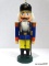 (R4) ERZGEBIRGISCHE VOLKSKUNST SOLDIER NUTCRACKER - BLUE, YELLOW, AND RED. MEASURES 12.5