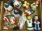 (R3) TRAY LOT OF ASSORTED GLASS ORNAMENTS; 15 PIECE LOT TO INCLUDE 2 GEISHA HEAD ORNAMENTS, A CROWN,