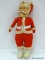 (R3) VINTAGE SANTA DOLL WITH FELT SUIT AND PLASTIC FACE AND BOOTS. MEASURES 13