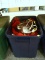 (R3) TUB LOT OF ASSORTED CHRISTMAS DECORATIONS; LOT TO INCLUDE RIBBONS, BOWS, A STOCKINGS, A RED AND