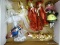 (R2) TRAY LOT OF ASSORTED GLASS ORNAMENTS; 7 PIECE LOT TO INCLUDE 4 RADKO SHOWGIRL ORNAMENTS (2 ARE