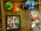 (R2) TRAY LOT OF ASSORTED ORNAMENTS; 7 PIECE LOT OF GLASS CHRISTMAS ORNAMENTS TO INCLUDE A