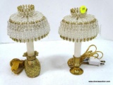 (LWALL) PAIR OF TABLE LAMPS; 2 PIECE LOT OF CANDLESTICK STYLE TABLE LAMPS WITH BRASS BASES AND A