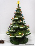 (BWALL) PORCELAIN LIGHT UP CHRISTMAS TREE. MEASURES 16