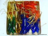 (BWALL) LOT OF HANGING FACETED ORNAMENTS; INCLUDES ABOUT 35 BLUE, RED, GREEN, AND YELLOW PLASTIC,