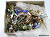 (BWALL) LOT OF METAL FISH ORNAMENTS; 23 PIECE LOT OF ASSORTED ARTICULATED, ENAMEL FISH ORNAMENTS OF