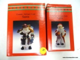 (BR) PAIR OF CERAMIC ANTIQUE LOOK SANTAS; 2 PIECE LOT TO INCLUDE SANTA WITH PRESENT SACK AND A SANTA