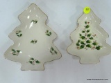 (R3) PAIR OF ROYAL LIMITED, HOLLY HOLIDAY STYLE, TREE SHAPED NUT DISHES. MEASURES 5.25