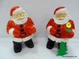 (R3) PAIR OF VINTAGE, PLASTIC, SANTA CLAUS DECORATIONS WITH A SLOT IN THE BACK FOR WIRING A LAMP.