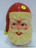 (R3) 1973 ROTATING SANTA'S HEAD MUSIC BOX. HAS SOME DISCOLORATION.