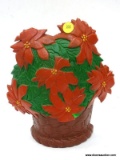 (R3) VINTAGE CAST IRON POINSETTIA DOOR STOP. MEASURES 9.25