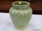 (TABLES) URN SHAPED, FLORAL DETAILED VASE WITH A GREEN COLOR. MEASURES 9