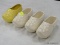 (TABLES) SET OF [4] MCCOY POTTERY DUTCH SHOE PLANTERS; 4 PIECE LOT TO INCLUDE 3 CREAM COLORED