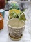 (TABLES) LOT OF ASSORTED PLANTERS W/ ATTACHED UNDERPLATES; 8 PIECE LOT OF POTTERY ART PLANTERS WITH