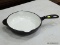 (TABLES) TIM LOVE COLLECTION, BLACK ENAMEL, CAST IRON SKILLET WITH 2 LIPS FOR POURING. MEASURES 2