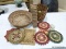 (TABLES) LOT OF WICKER/RATTAN TRIVETS AND BASKETS; LOT TO INCLUDE 7 TRIVETS, 12 WICKER CUPS, AND A