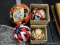 (TABLES) LOT OF FABRIC BALL ORNAMENTS; 4 PIECE LOT TO INCLUDE 3 MATCHING ORIENTAL BALL ORNAMENTS AND