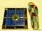 (TABLES) PAIR OF STAINED GLASS; 2 PIECE LOT TO INCLUDE A PARROT SHAPED, MULTI COLORED STAINED GLASS