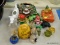 (TABLES) TABLE LOT OF ASSORTED ITEMS; 19 PIECE LOT OF ASSORTED ITEMS TO INCLUDE A SMALL BUDDHA HEAD,