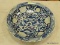 (TABLES) BLUE AND WHITE PORCELAIN, ORIENTAL CHARGER WITH A SCALLOPED RIM. HAS A 17.5