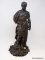(RFRT) ROMAN STATUE; ANTIQUE HEAVY BRONZE STATUE OF A ROMAN OFFICER HOLDING THE STATUE OF MINERVA