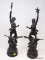 (RFRT) PR. OF STATUES; PR. OF CAST METAL ANTIQUE STATUES OF NIGHT AND DAY KNEELING ON THE BACKS OF