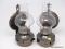 (RFRT) PR. OF WALL OIL LAMPS; PR. OF PEWTER FINISH WALL OIL LAMPS WITH REFLECTORS AND CHIMNEYS- 11