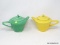 LOT OF (2+) UNMARKED FIESTA WARE TEAPOTS - ONE YELLOW AND ONE GREEN.